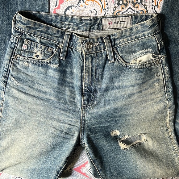 90s vintage high rise tapered / straight leg distressed blue jeans 25 - Picture 7 of 16